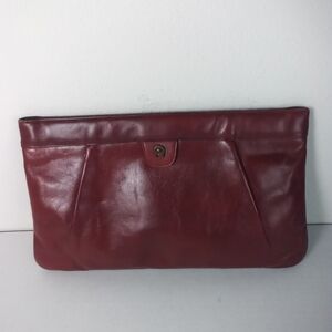 Etienne Aigner Vintage Burgundy Leather Clutch Flex Frame